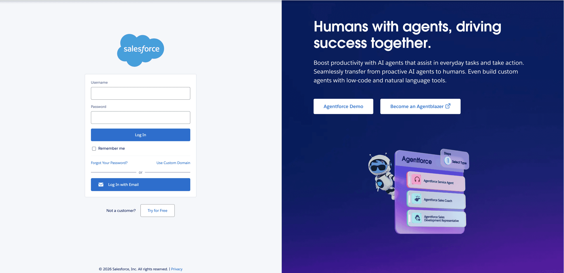 Salesforce login window