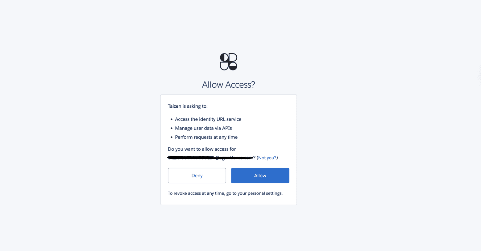 Salesforce consent screen